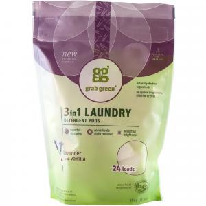 Grab Green 3 in 1 Laundry Detergent Pods, Lavender with Vanilla 24 loads